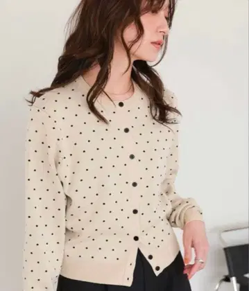 titivate 베이지 도트 무늬 니트 가디건