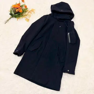 A DAY IN THE LIFE 후디드 코트 지퍼 포켓 네이비