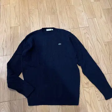 LACOSTE 네이비 케이블 짜임 니트 L