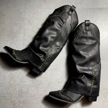 00s archive 커버 부츠 스터드 헤이세이 갸루 그런지 블랙