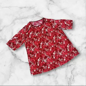 핏 미 모어 7부 소매 블라우스 LL 사이즈 레드 일본제