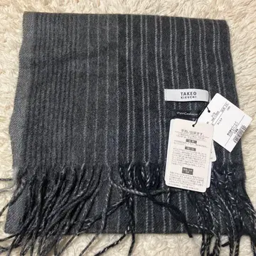 TAKEO KIKUCHI 스트라이프 머플러 그레이 스트라이프 패턴 새상품