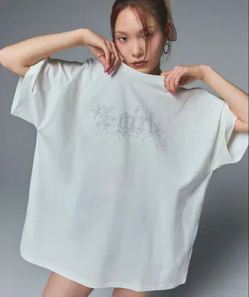 X-girl 큐빅 로고 티셔츠