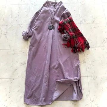 새상품급 어반 리서치 도어스 코듀로이 밴드 카라 원피스 퍼플