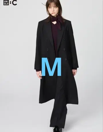유니클로 C 더블 롱 코트 블랙 M
