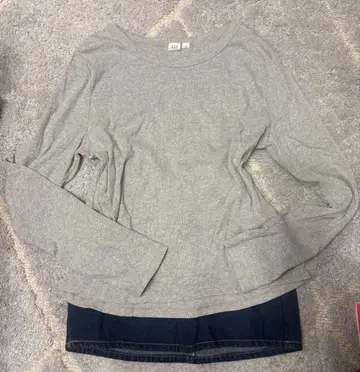 [ 새상품급 ] GAP 리브 롱 T 그레이 루즈한 사이즈 상의 여성용