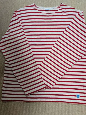 ORIGINAL 빨간색과 화이트 스트라이프 긴팔 티셔츠