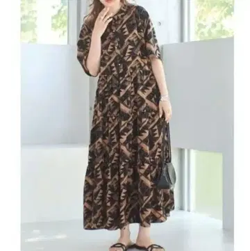 새상품급 라비앙제 기하학 티어드 원피스 빅 사이즈 5L