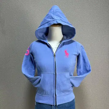 초레어 컬러 랄프 로렌 지퍼 후드티 빅 포니 Y2K 그런지