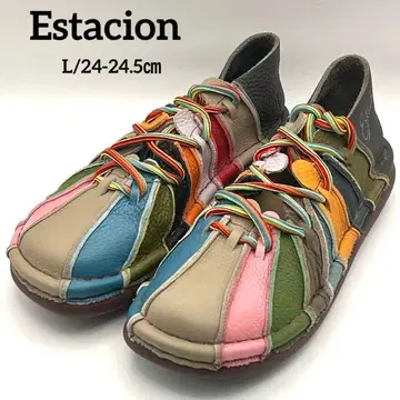 새상품급 에스타시온 [ L ] 스니커즈 가죽 주름 가죽 패치워크 컬러풀