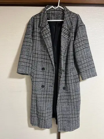 GRL 체크 무늬 롱 코트 S 사이즈