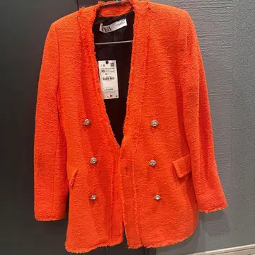 ZARA 오렌지 더블 브레스트 자켓 XS