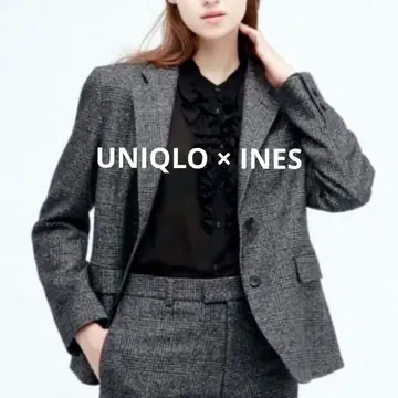 유니클로 이네스 울 혼방 테일러드 자켓 M 글렌체크