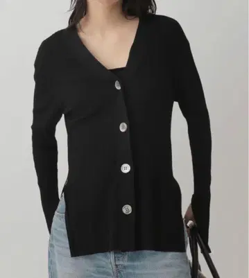 카오스 실크 네이비 크레스타 니트 숏 가디건