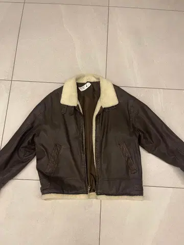 2nd STREET 브라운 레더 봄버 자켓