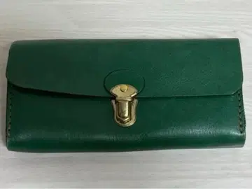 herz 아코디언 지갑 그린 가죽