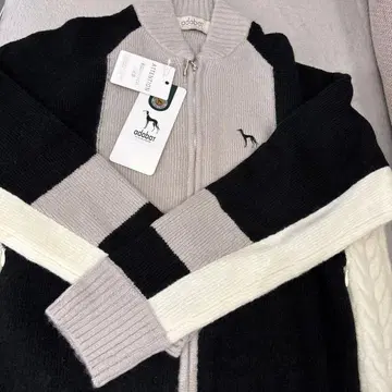 adabat 집업 스웨터 블랙 그레이 화이트
