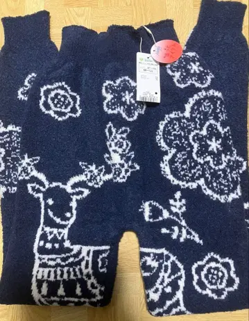 트림프 슬로기 따뜻한 레깅스 털 팬츠 9부 기장 하의 사슴 플라워 무늬