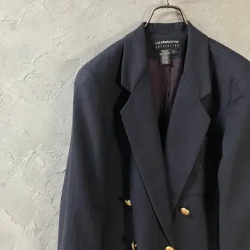 Lizclaborne 테일러드 자켓 울 100% 골드 버튼 LO22