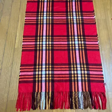 문배트 빨검 오렌지 체크 무늬 스톨 머플러