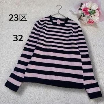 [ 23KU ] 작은 체구를 위한 캐시미어 울 보더 니트 스웨터 32