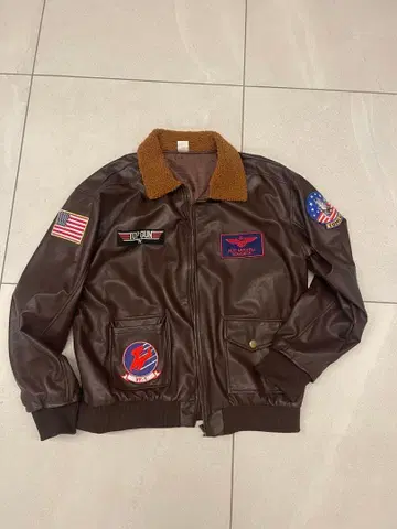 TOP GUN 가죽 자켓 XL 브라운