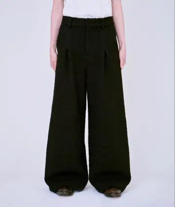 1턱 슈퍼 배기 트위드 슬랙스