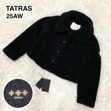 현행! 새상품 TATRAS 마마테타 보아 블루종 자켓 블랙 로고 자수 M