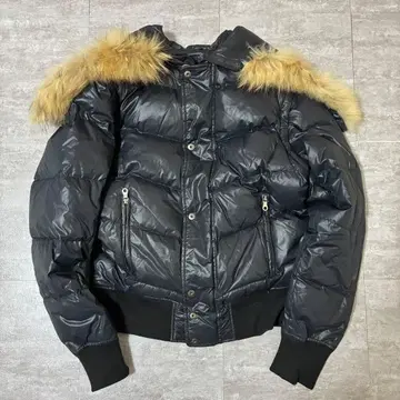 00s y2k 플라이트 자켓 퍼 개더 다운 자켓