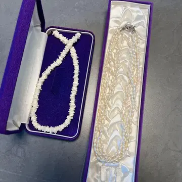 목걸이 스톤 쉘 화이트 중련 N128