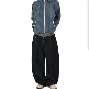 체크 후디드 윈드브레이커