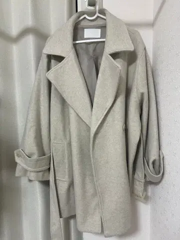 chico 스탠드 카라 미들 기장 오버코트 체스터 코트 베이지