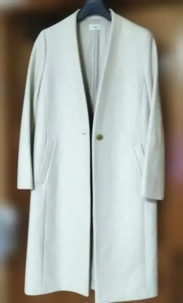 IENA 이에나 노카라 울 롱 코트 일본제 화이트 M 38