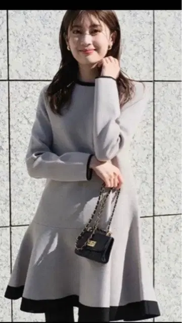 새상품 아푸와이저 리셰 배색 미니 니트 원피스 S