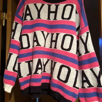 컬러풀 스트라이프 오버 사이즈 니트