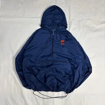 [ LUNA PIER ] 아노락 후드티 자수 로고 네이비 드로 코드