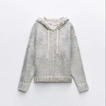 ZARA 후드 부착 실버 니트 후드티 M 사이즈