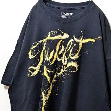 트랙 핏 빅 로고 T셔츠 블랙 2XL 구제 의류