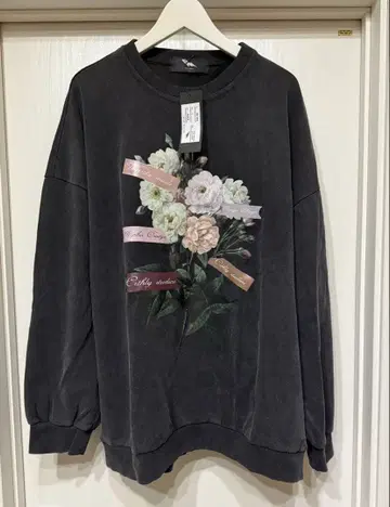 풀멘 FVLMEN 새상품 플라워 프린트 블랙 맨투맨 L