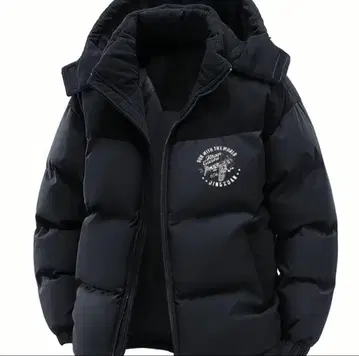 다운 자켓 블랙 후드 부착