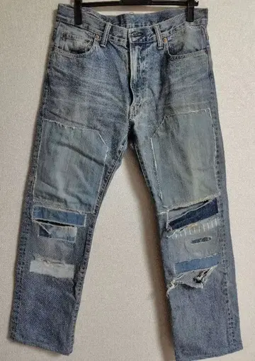 BLUE BLUE 패치워크 데미지 데님 34