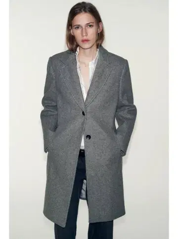 [ 25AW ] ZARA 그레이 소프트 숄더 패드 코트