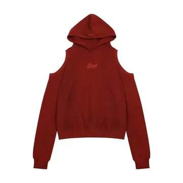 Badblood 빨간색 오프숄더 후드티 자수