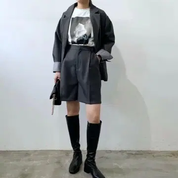 Ways will 헤더 에스테르 소매 접이식 자켓 그레이