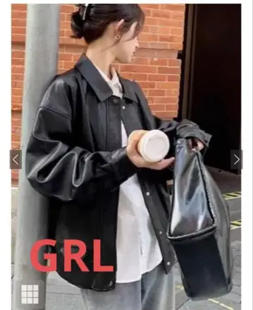 GRL 그레일 블랙 오버 사이즈 가죽 자켓