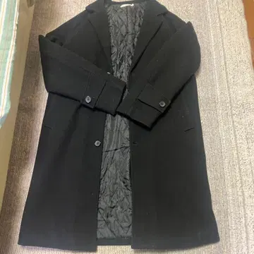 블랙 체스터 코트 울 혼방