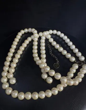 LAVIN 화이트 펄 2연 롱 펄 체인