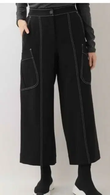 HIROKO BIS 블랙 와이드 팬츠 사이즈 9