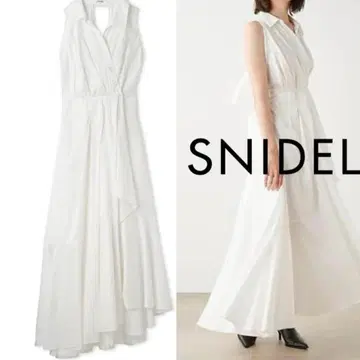 SNIDEL 슬리브리스 언밸런스 헴 셔츠 원피스