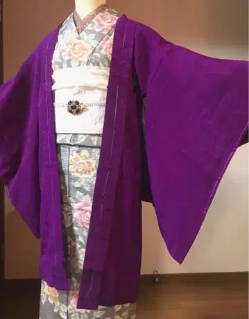 겉옷 긴 겉옷 앤티크 보라색 장미 미사용